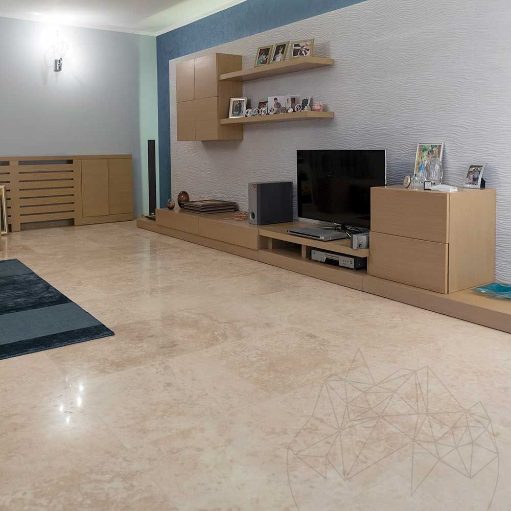Travertin Classic Cross Cut Polisat 61 x 61 x 1 2 cm 1